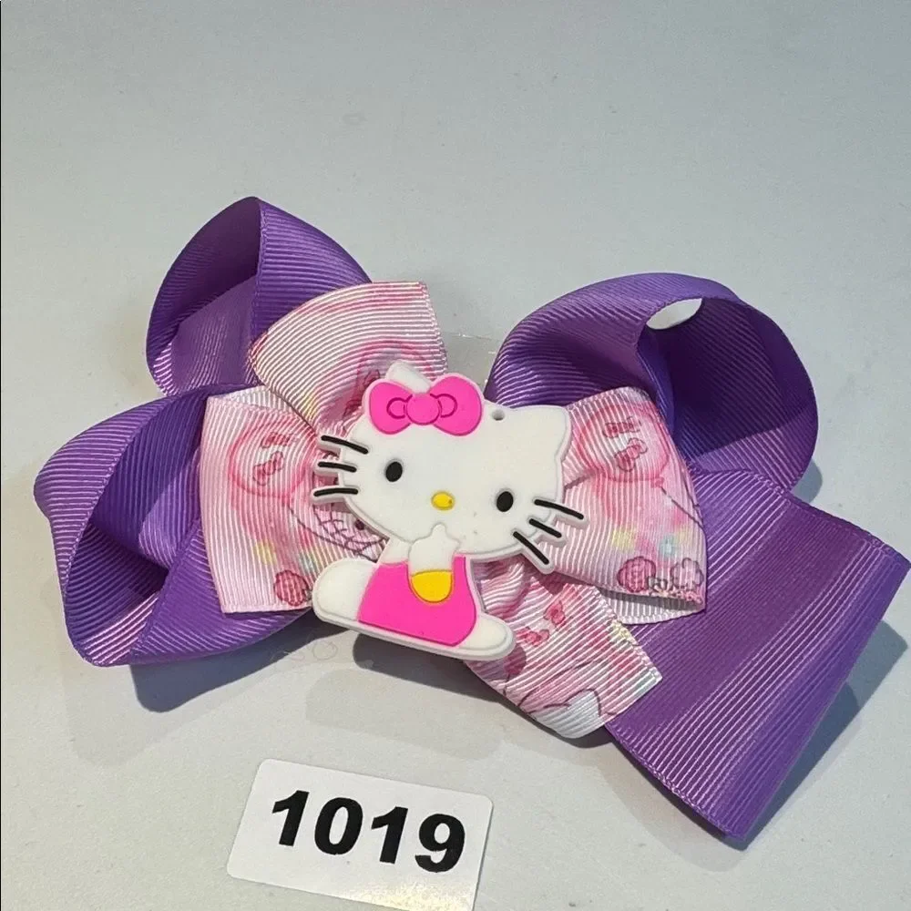 1019 Purple Color Hello Kitty Hair Bow Alligator Clip
